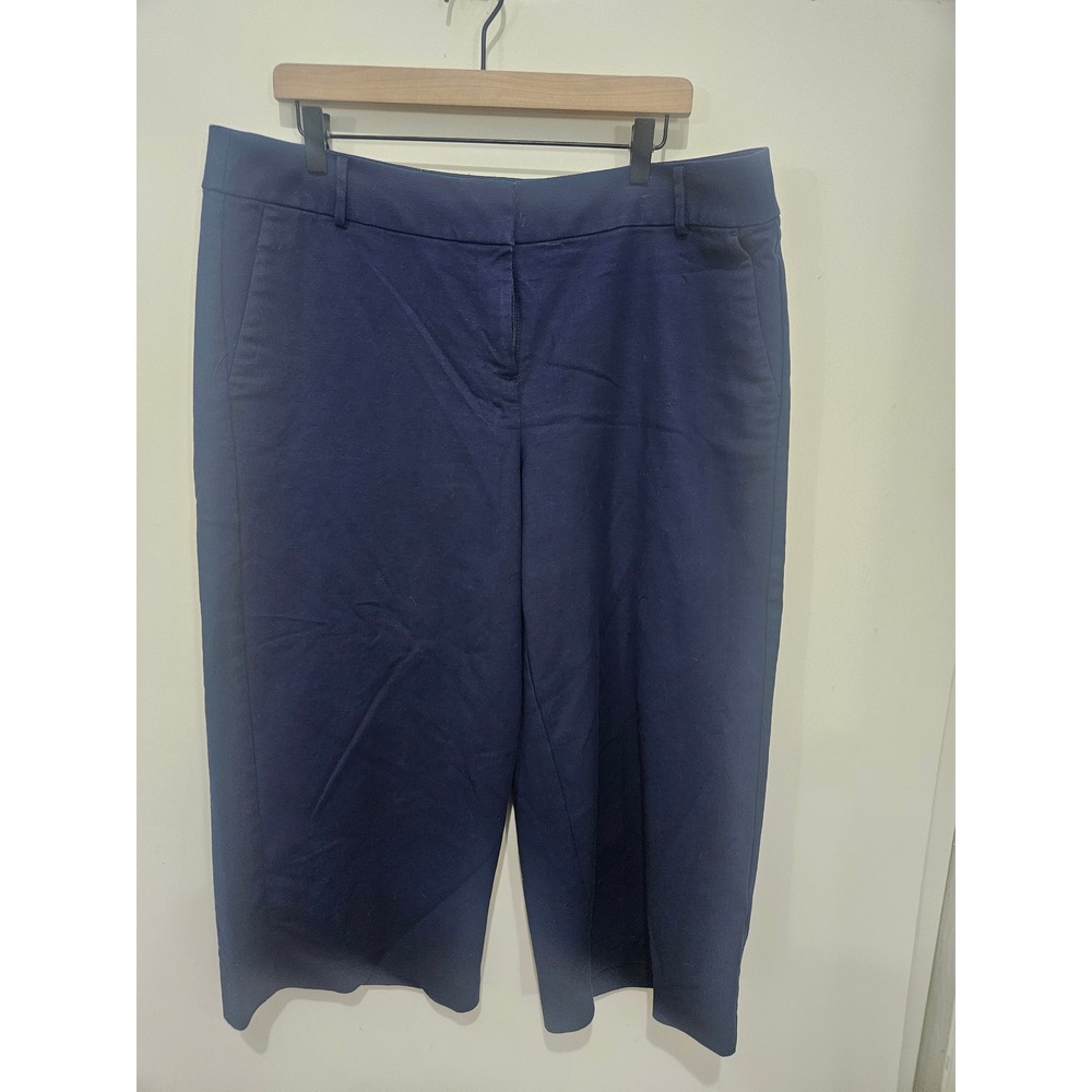 LOFT Plus Size 16 Navy Blue Stretch Crop Ankle Pants Trouser Career Office